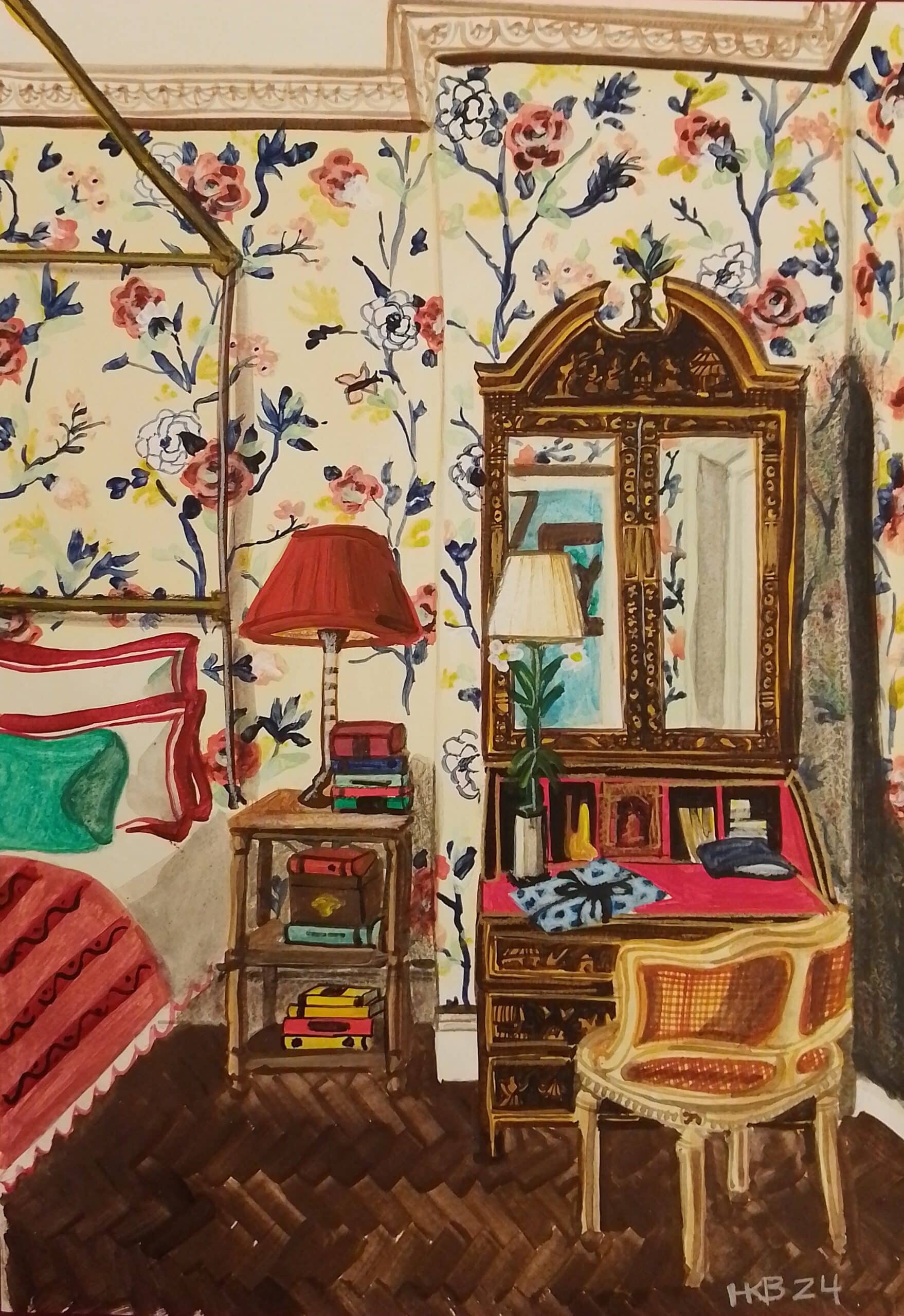 Red Chinoiserie Bedroom