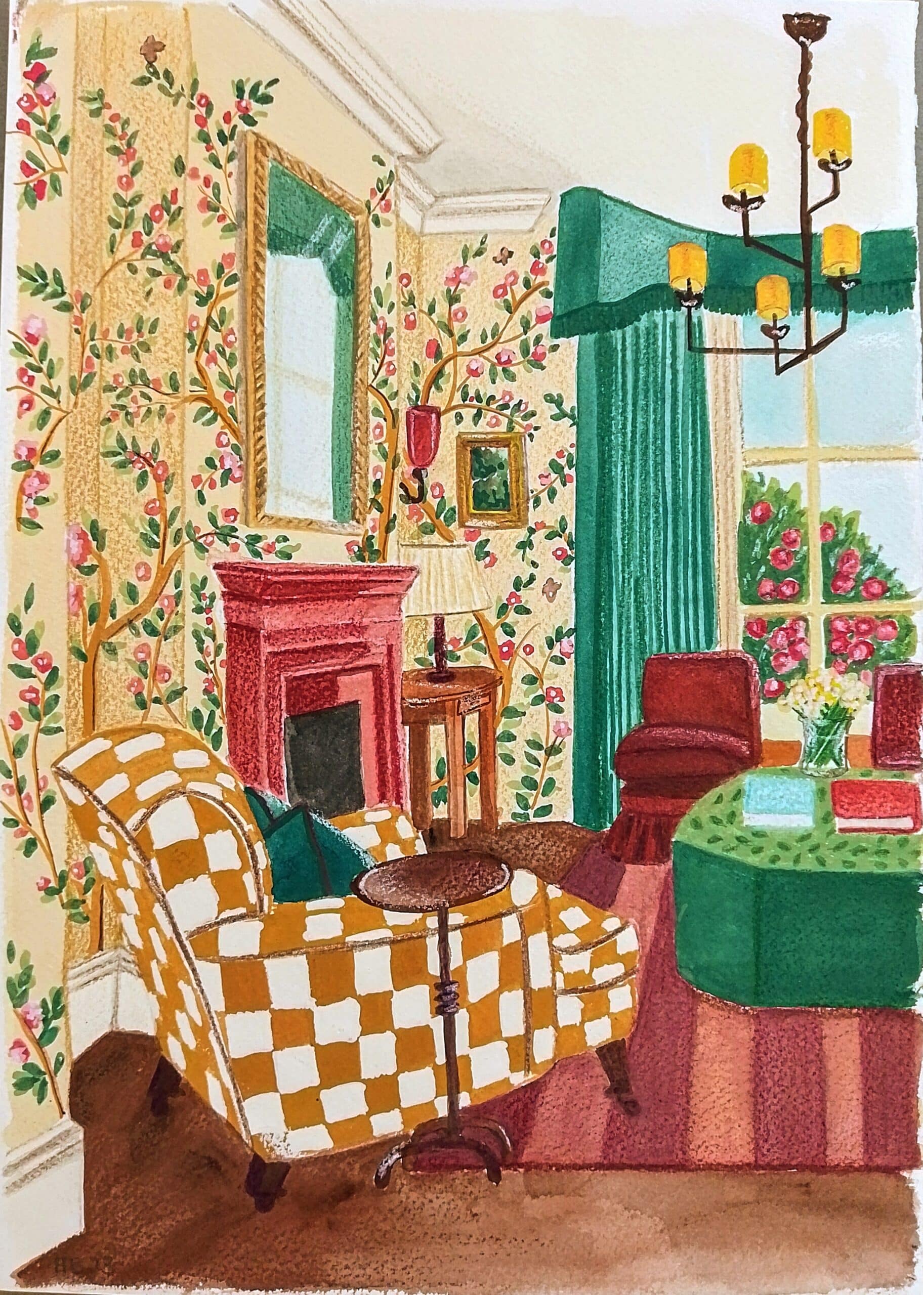 Brown Check Armchair