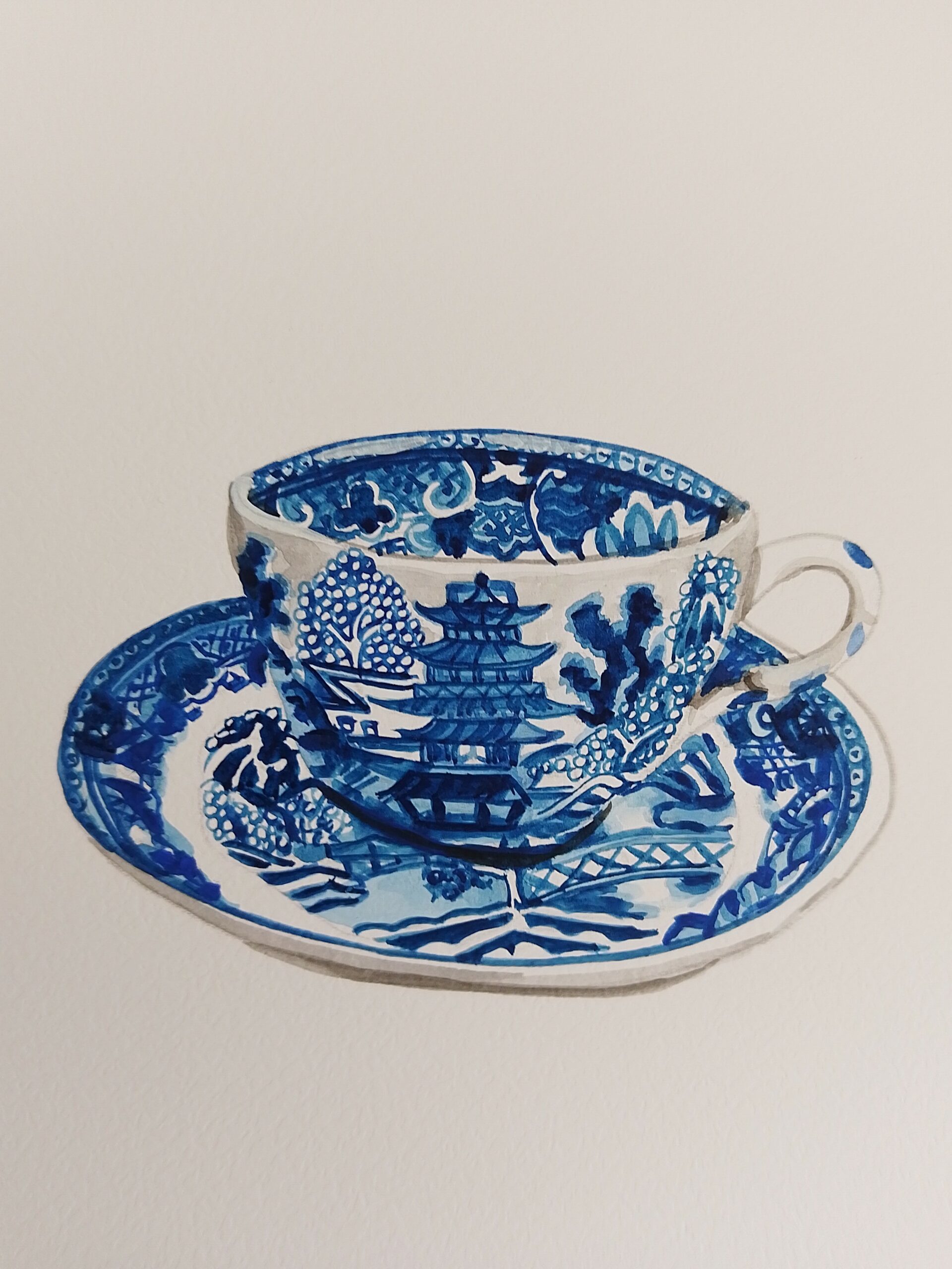 Blue Willow Cup and Saucer - Image 2