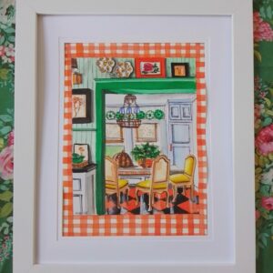 Green Walls and Orange Gingham