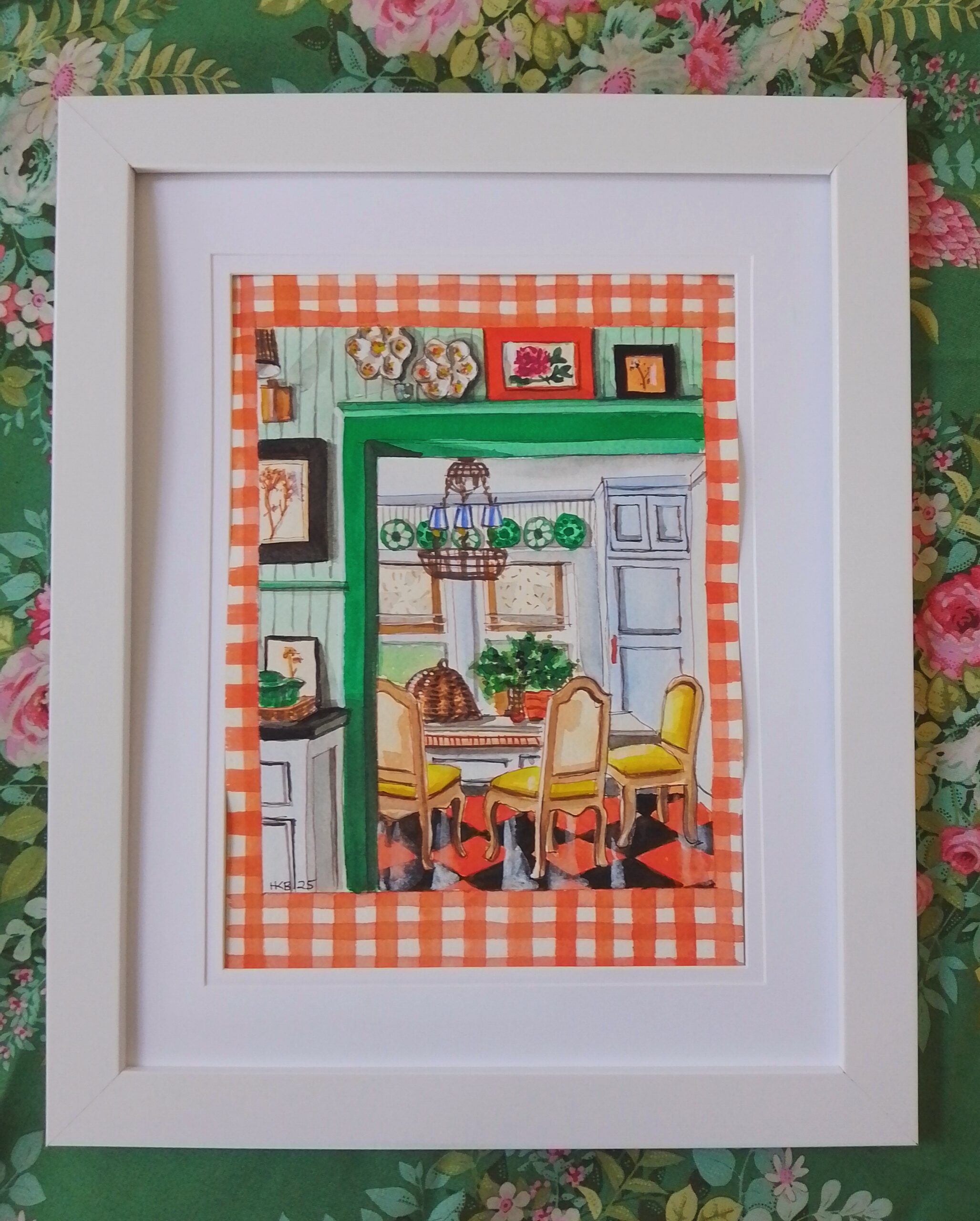 Green Walls and Orange Gingham