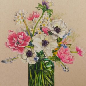 Anemones in a Green Jar