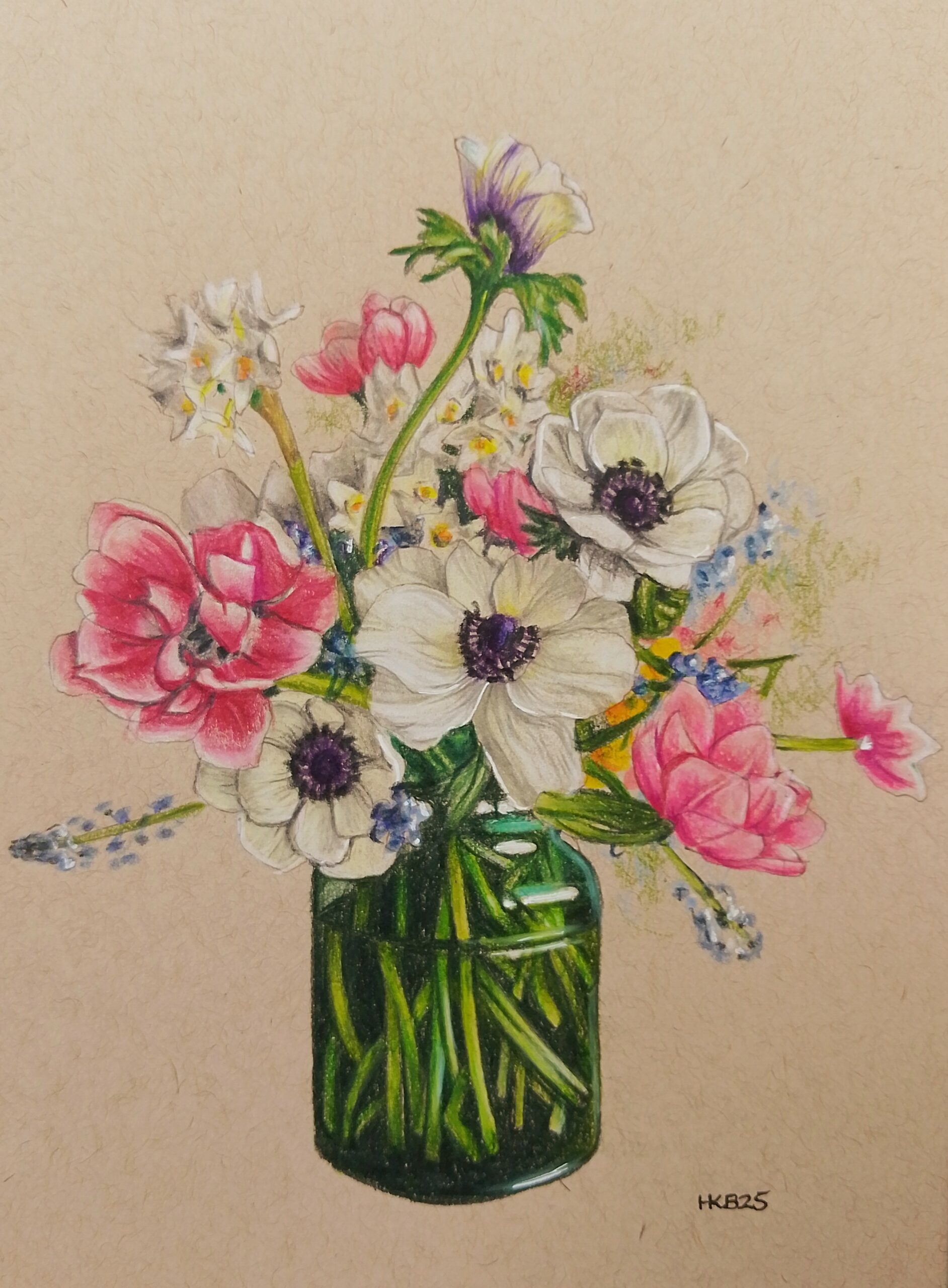 Anemones in a Green Jar