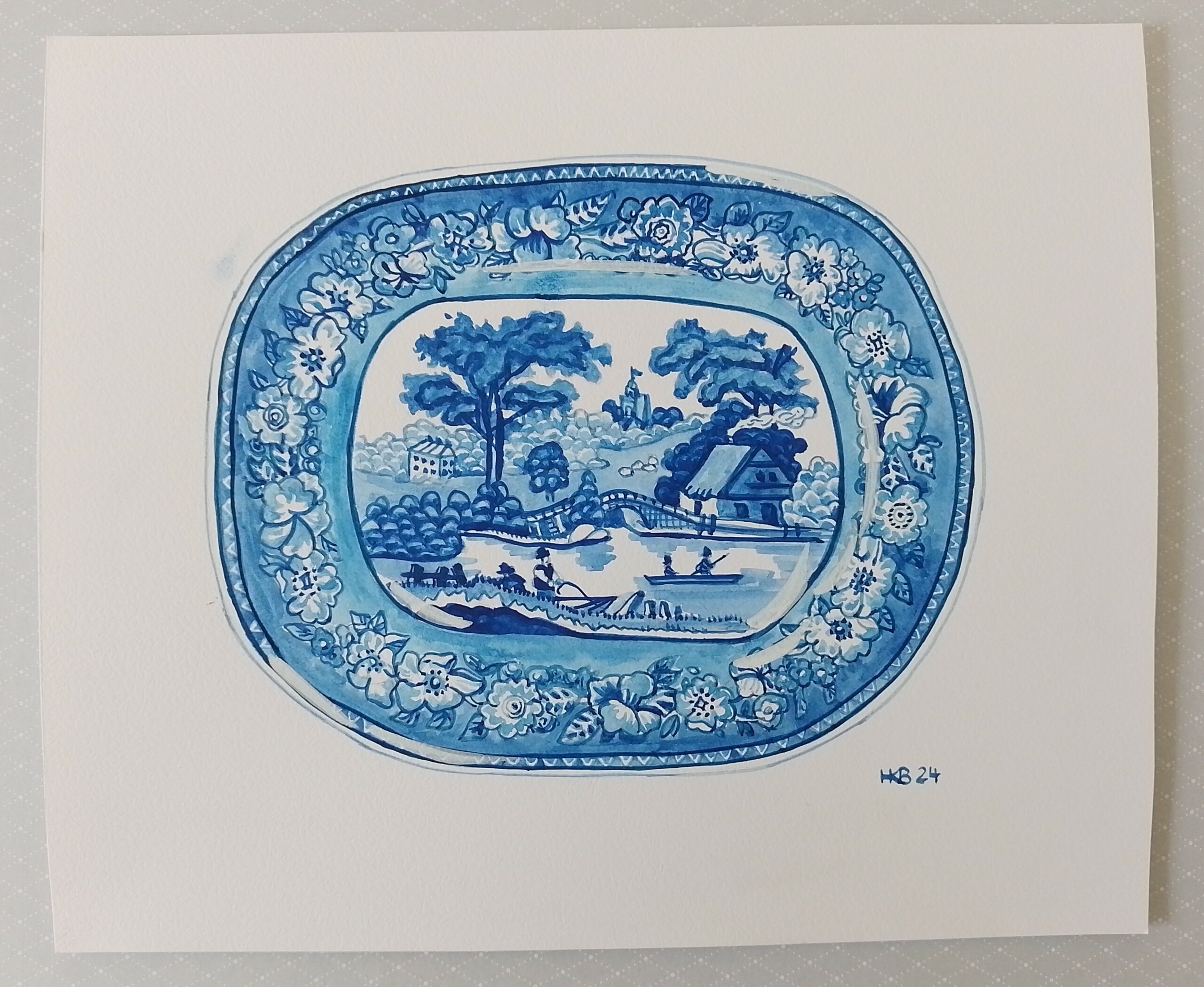 Blue Transferware Platter - Image 2
