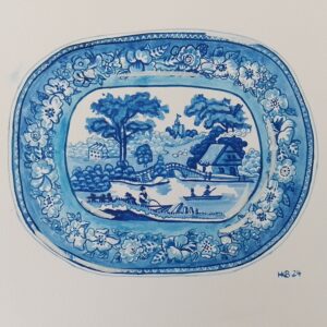 Blue Transferware Platter
