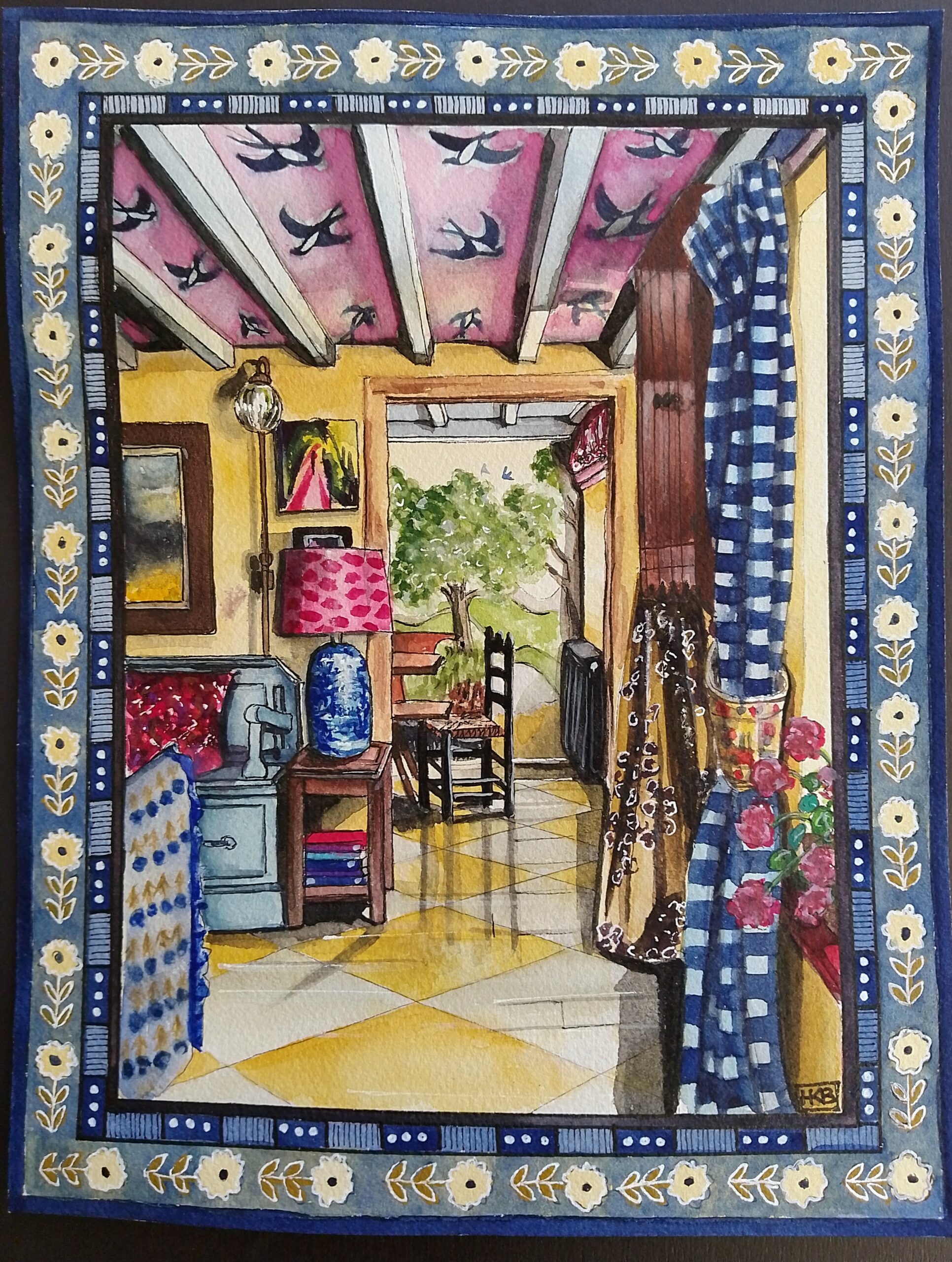 Yellow Chequerboard (original watercolour)