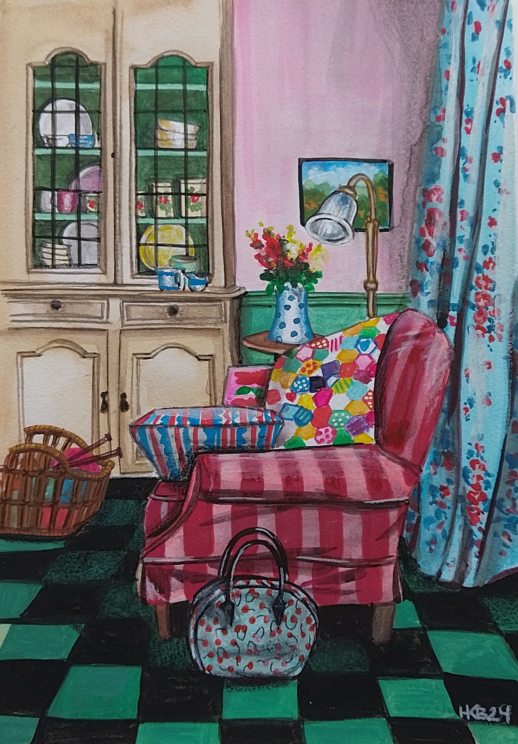 Red Stripey Armchair